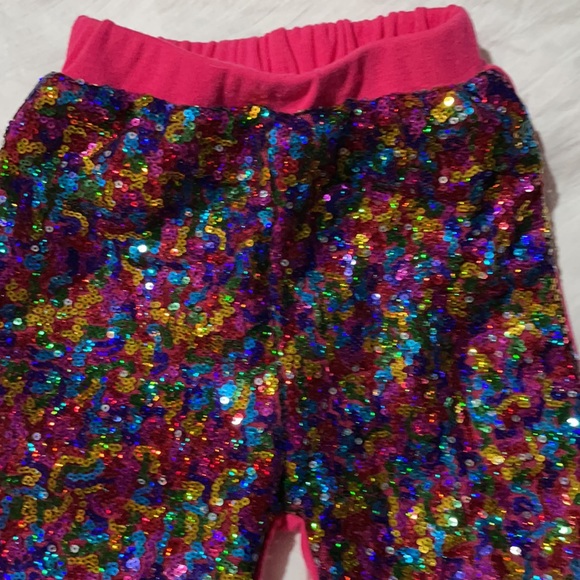 Hot pink 7 rainbow sequined leggings nwot perfect unworn condition - Picture 2 of 7